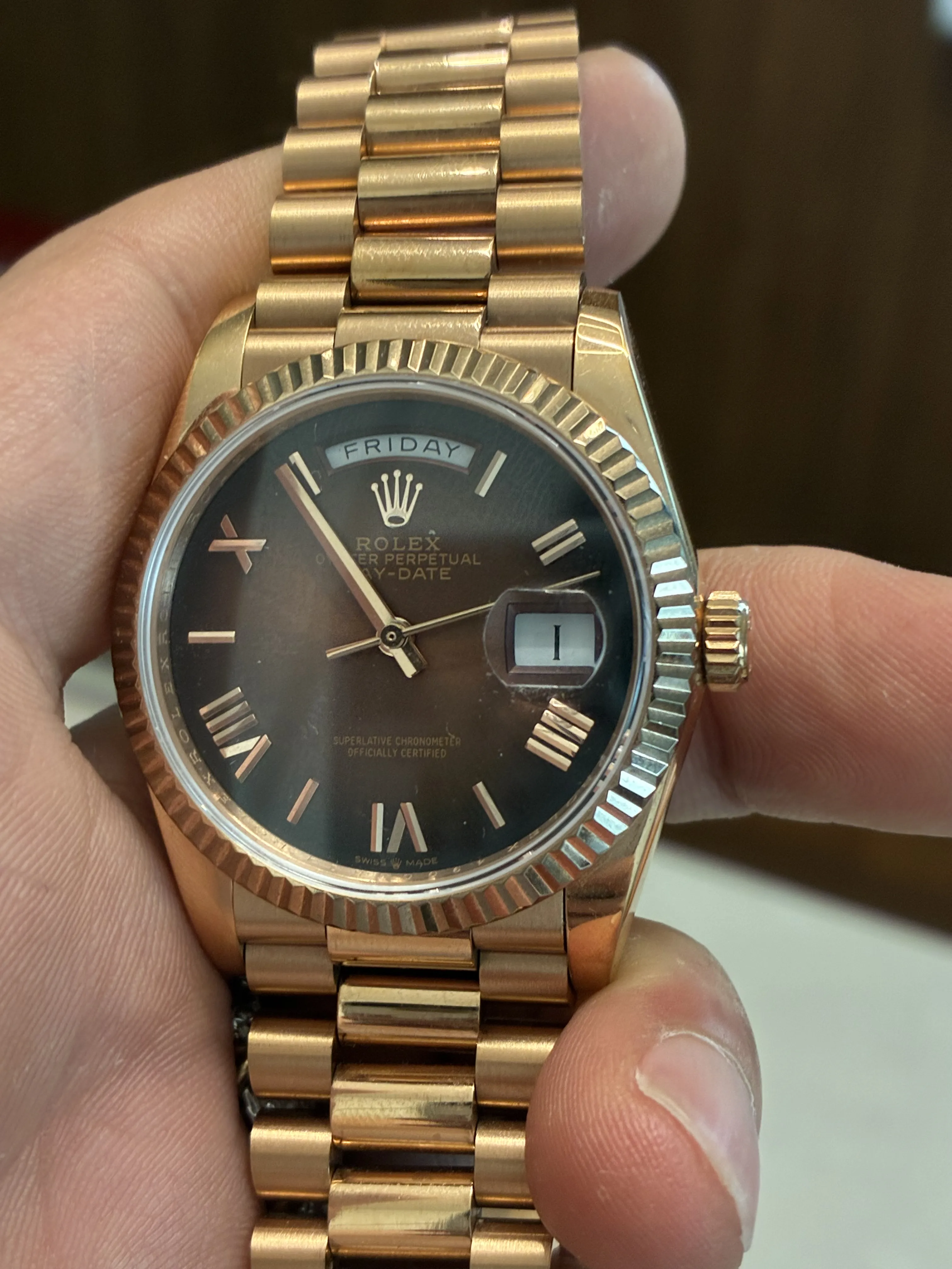 QF 텅스텐 데이데이트 36MM 로골 초코판